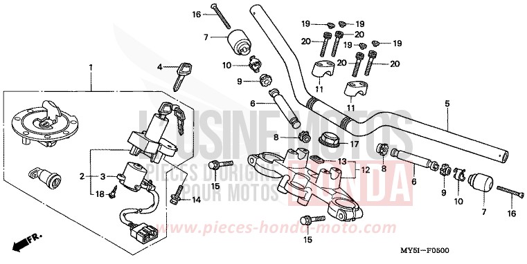 ROHRGRIFF/OBERE BRUECKE (CB500) von CB1300 Super Bold'or ABS SCHWARZ (NH1) von 2002